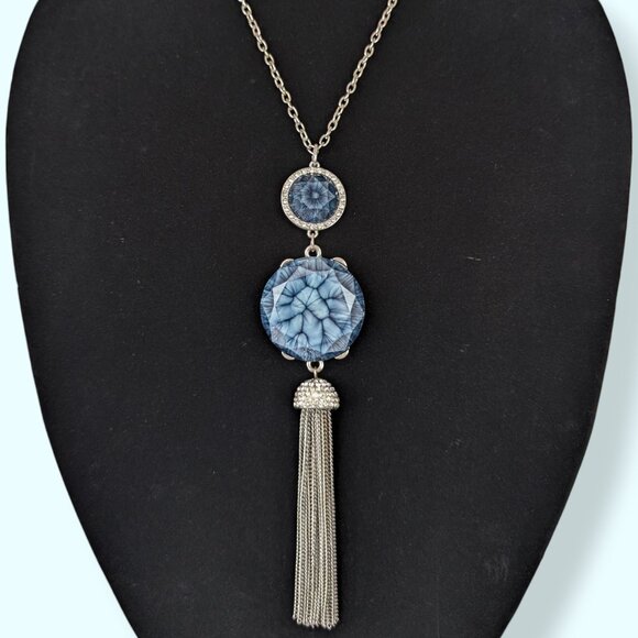 Vera Wang Blue Stone & Tassel Necklace - Picture 2 of 6